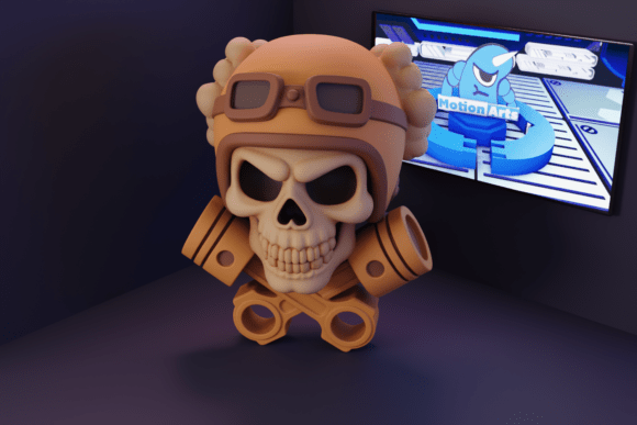 3D Skull with Piston: Unleash Mechanical Power