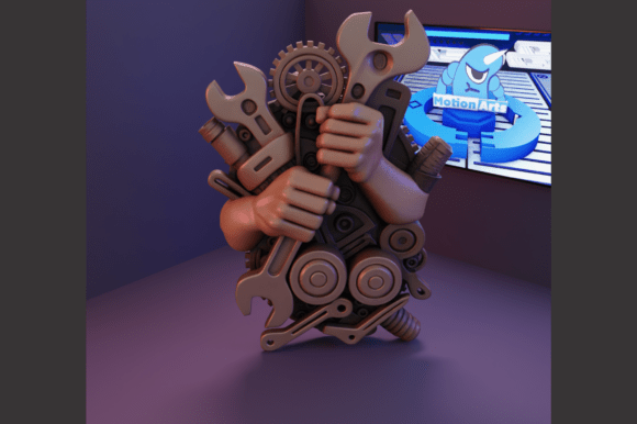 Abstract Parts, Tools, and Engine STL File: Mechanical Art