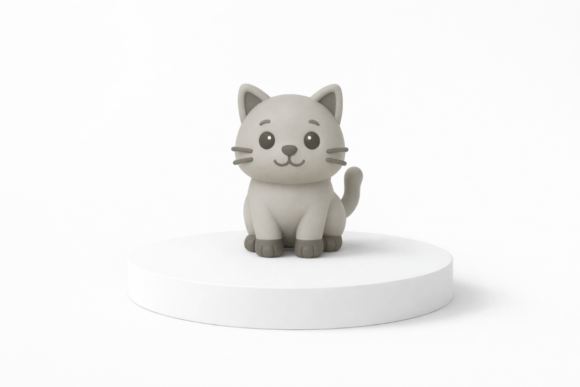 Adorable Cute Kitty Keychain 3D Model for 3D Print