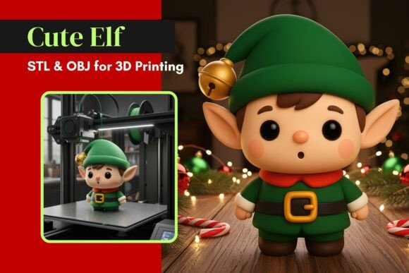 Cute Christmas Elf 3D Print for Holiday Decor