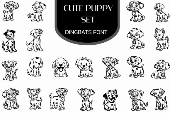 Cute Puppy Set: A Dingbats Font for Joyful Design
