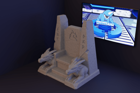 Dragon Throne: A Minimalist Cartoon 3D Model for Fantasy Printing