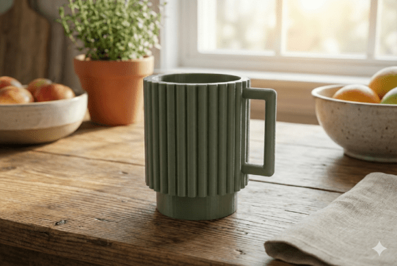 Modern Ribbed Desk Organizer & Decorative Cup