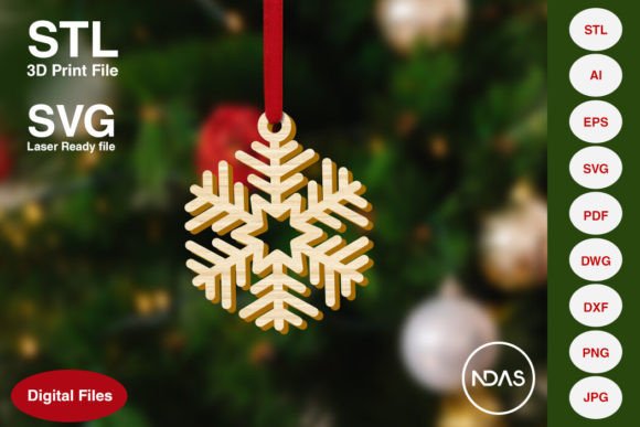 Snowflake Christmas Tree Ornament 6b Design Asset