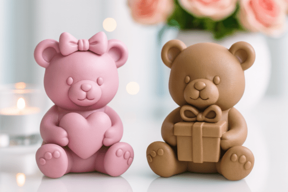 Valentine Teddy Bear Set: Adorable 3D Printables